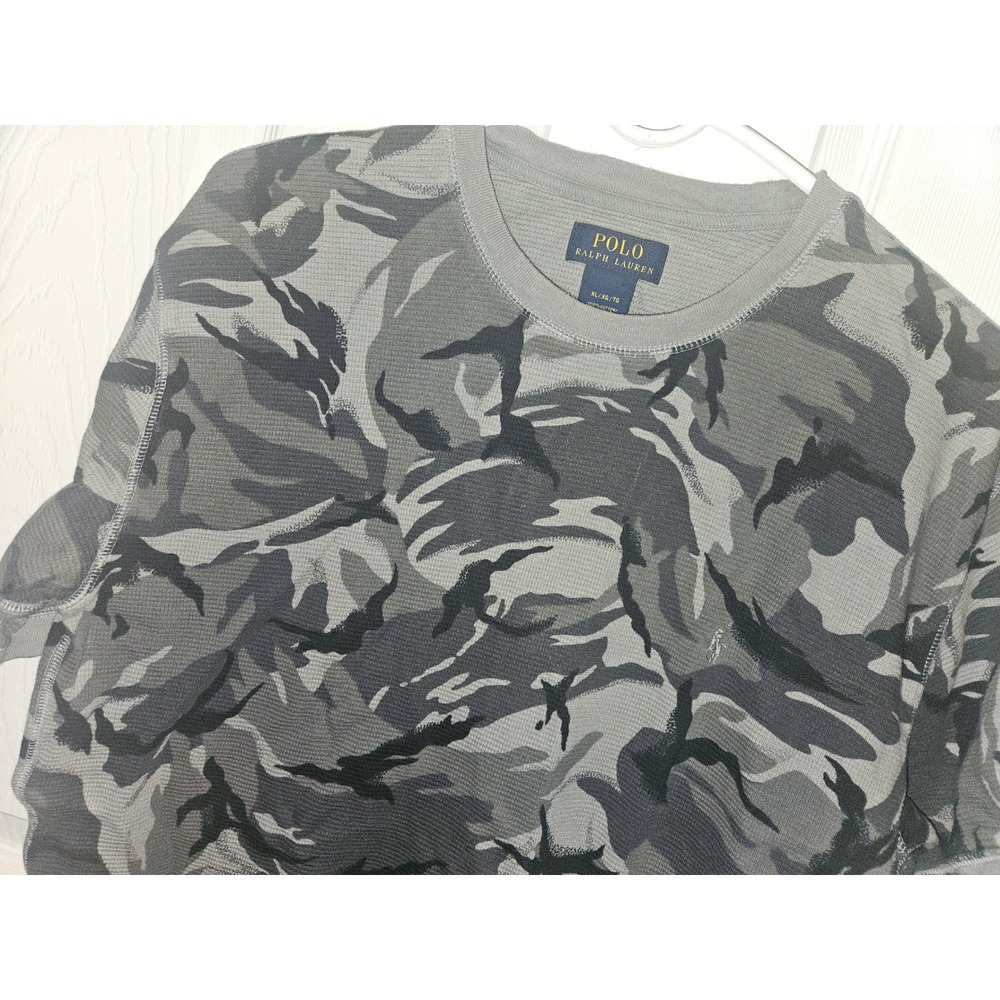 Polo Ralph Lauren Mens GRAY Camo Thermal Shirt Size XLarge EXCELLENT